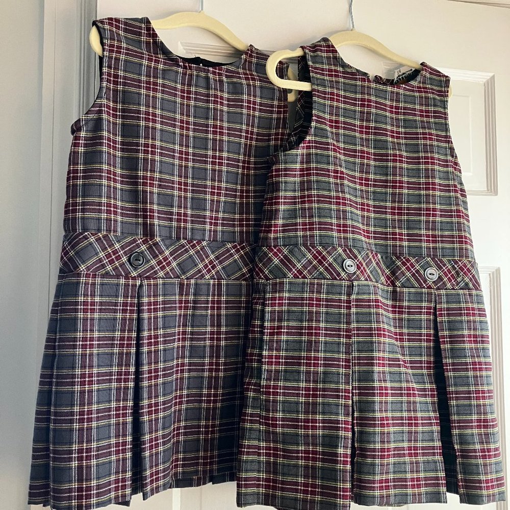 Flynn O'hara Plaid Dresses - Maroon Plaid Kilt bundle- 2 Dresses (size 4/5) #43